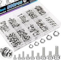 mxuteuk 500PCS Nut and Bolt Assortment Kit,M2 M2.5 M3 M4 M5 Machine Screws,304 Stainless Steel Small Metric Screw and Nuts for DIY Projects,Electronics,Repairs