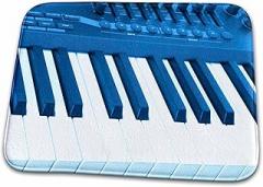 3dRose Bathroom Bath Rug Mat - Image of Blue Photo of Electronic Keyboard Lens Art by Florene - Blue Everywhere