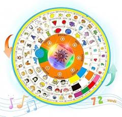 Electronic Learning Machine for Kids Ages 6 Months+, Educational 12.83inch Rotating Wheel Toy,Interactive Musical English Learning Chart Includes Animals, Colors, Numbers,etc.