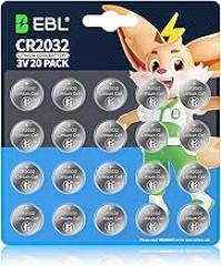 EBL CR2032 Batteries 3V Coin Battery 20 Pack, 2032 Battery Long-Lasting Power, Child-Proof Package