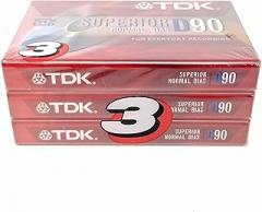 TDK D90 High Output 90 Minute IECI/Type I Cassette Tapes, Set of (3)