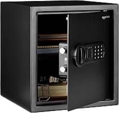 Amazon Basics Steel Home Security Electronic Safe with Programmable Keypad Lock for Documents, Jewelry, Valuables, 1.2 Cubic Feet, Black, 13
