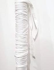 Cord & Chain Cover, 6.5 feet, Dupioni Faux Silk Fabric, Hook-and-Loop Strip Close- Use for Chandelier, Lighting, Wires (White)