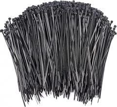 4” Zip Ties, (Bulk-1000 Pack) 4 Inch Self-Locking Nylon Cable Ties, Premium Small Thin 18 Lbs Durable Plastic Wire Ties Wraps for Indoor and Outdoor, Electronics Organizer UV Rated (Black)