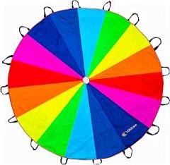 Play Parachute for Kids 12ft Dirt Resistant Handles Rainbow Parachute Kids Party Games Outdoor Toys Children Parachute Kids Play Parachute Toy