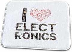 3dRose Bathroom Bath Rug Mat - I Love Electronics Decorative Text Made of Electronics Components Alexis Design - Electronics