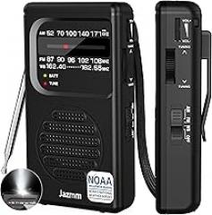 Pocket NOAA Weather Radio,Portable AM FM Battery Operated Radio with 3W Speaker,Transistor with Best Reception,Back Clip,Flashlight,Earphone Jack,Powered by 2 AA Battery for Emergency