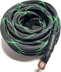 15ft 1/0 Gauge BLACK/GREEN SNAKESKIN OFC Wire Strands Copper Marine Cable AWG