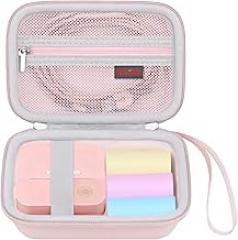 Elonbo Carrying Case for TYPONOS/ETIKEZ Sticker Printer, PM290 Portable Mini Printer, Inkless Bluetooth Label Maker Machine Travel Bag, Thermal Photo Printer Storage Holder, Pocket Fits Paper, Pink