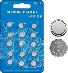 15-Pack AG6 1.5V Button Cell Batteries, Alkaline Coin Batteries Compatible with 371, 370, SR920SW, LR920, LR921, SR927, 171, L921, LR69 for Watches and Small Electronic Devices