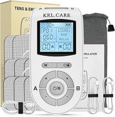 Dual Channel TENS EMS Unit 40 Intensities for Gradual Pain Relief Therapy, 24 Modes Muscle Stimulator, Electronic Pulse Massager with 8 Pads, Dust-Proof Drawstring Storage Bag