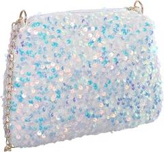 Milisten Sparkly Sequin Crossbody Bag Small Shoulder Purse with Gold Chain for Women Evening Handbag Cocktail Party Wedding Prom