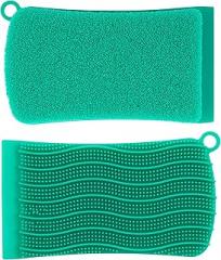 Silicone Sponge Dishwasher Brush, Soft and Hard Double-Sided Dishwasher Brush, Good for Kitchen Cleaning (Green)