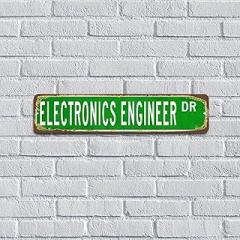 Electronics Engineer Personalized Metal Man Cave Decor for Entryway Pubs Club Gate 4x18 Inch Profession Pure Solid Color Hanging Metal Signs for Office Tin Signs