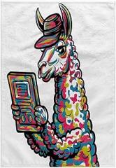 3dRose, Funny Cool Llama Reading with Electronic Reader Book Graffiti Abstract, 15x22 Hand Towel