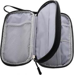 Universal Cable Organizer Bag Double Layers Travel Cord Charger Carry Case for Electronic Accessories and Earphones, Dustproof Portable Storage Pouch with Multi-layer Compartments,