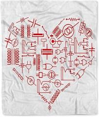 3dRose Red Heart Made of Electronic Circuitry Symbols. Funny Gift for Anyone Silktouch Minky Blanket