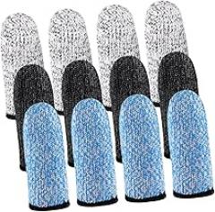 NOLITOY 6pair Cut Finger Protectors Lightweight Flexible and Breathable Finger Cots for Gardening Sculpting and Electronic Repair Cut Resistant Fingertip Covers Gray Blue and Black
