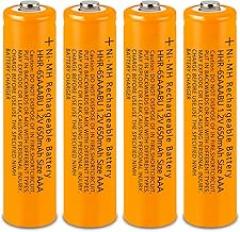 Ni-MH 1.2V AAA 650mAh Rechargeable Batteries Cordless Phone Replacement Battery for Panasonic Wireless Cordless Phones, Remote Controls, Electronics Toys,4 Pack