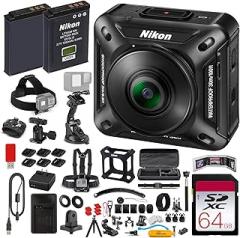 Nikon KeyMission 4K 360 Action Camera with Dual-Lens Recording, Electronic Vibration Reduction, Waterproof Shockproof Design for Travel, Sports + 50-in-1 Accessory Kit + More (66 Pc. Kit) (Renewed)
