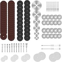 115Pcs Cutting Discs Set for Rotary Tool Accessories - HSS Circular Saw Blades, Diamond Cutting Wheel, Resin Cutting Discs with Mandrels and Screwdrivers