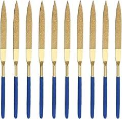 uxcell Diamond Needle File Set 5mm x 180mm, Flat Point Files Titanium Coated Tools for Metal Wood Stone Glass, 10pcs