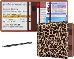 bvya Car Registration Insurance Card Holder, Glove Box Organizer Documents, ID, Driver License, Key Contact Paperwork Wallet, Accessories Storage Case for Truck, Vehicle, Auto, Men & Women with a Pen