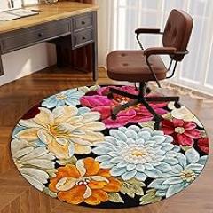 Drum Rug Floor Protection Mat, Fabric Office Chair Mat, Gaming Floor Mat for Hard Floors, Gaming Chair Mat, Floor Protector Mat for Hard Floors Chairmat, Round Mat-J||80CM
