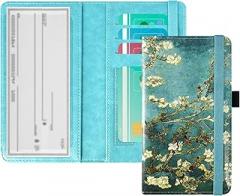 ACdream Checkbook Cover, Leather RFID Blocking Check Book Wallet, Protective Premium Business and Personal Duplicate Checks Holder, with Credit Card Slot for Women Men