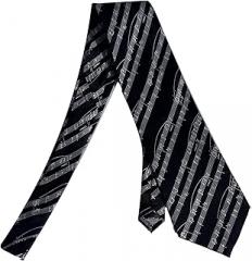 Tie Studio Diagonal Sheet Music White on Black 100% Silk Classic Tie