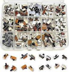 150PCS Smyeyml 17 Types Slide Switch Assortment Kit, SPDT 1P2T 2 Position 3 Pin Micro Mini Toggle Switches Vertical Panel Mount for Arduino PCB Breadboard Electronic DIY Projects