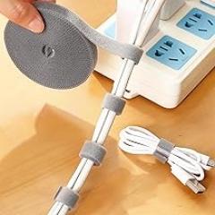 Cable Organizer Wrap Roll 5m Long Reusable Wire Management Tie Gray for Home Office and Electronics Setup