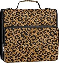 Leopard Print Spots Golden Brown Zipper Binder Organizer Bag with Shoulder Strap, 1.5 Inch 3 Ring Binder for School Office Travel Documents