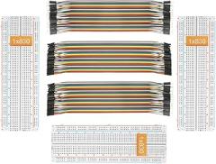 3 Set Standard Jumper Wires Plus 3 Set of Solderless Prototype Breadboard 830 tie Points Breadboard | 3 Set of M/F, M/M, F/F - Each 40pin Electronic Jumpers Wire