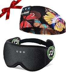 LC-dolida Sleep Headphones Headband 2 Pack Bluetooth Sleep Mask, Bamboo Cotton 3D Blackout Contoured
