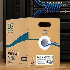 DG Cat6 Riser (CMR), 1000ft, Unshielded, 23AWG, Solid Bare Copper, Up to 10Gb Speeds, No Spline, Faster-Easier Terminations, 550MHz, ETL Listed, Indoor/Home/Commercial Use, Bulk Ethernet Cable, Blue