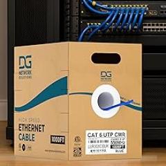 DG Cat6 Riser (CMR), 1000ft, Unshielded, 23AWG, Solid Bare Copper, Up to 10Gb Speeds, No Spline, Faster-Easier Terminations, 550MHz, ETL Listed, Indoor/Home/Commercial Use, Bulk Ethernet Cable, Blue