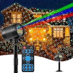 Christmas Projector Lights Outdoor, 3 Colors RGB Christmas Light Outdoor with Remote Control, IP65 Waterproof Cold Resistant Christmas Decorations Holiday Projector for Xmas Garden Party Gift