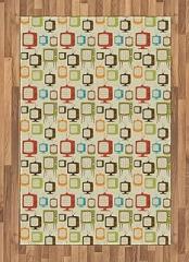 Ambesonne Vintage Area Rug, Old Televisions Pattern in Retro Colors Antenna Electronics Entertainment Nostalgic, Flat Woven Accent Rug for Living Room Bedroom Dining Room, 4' X 5' 7