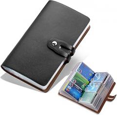 RFID Credit Card Holder, Leather Business Card Organizer with 96 Card Slots, Credit Card Protector for Managing Your Different Cards and Important Documents to Prevent Loss or Damage (Black)