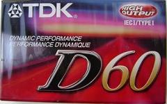 TDK D60 ICE I/Type I Dynamic Performance High Output Audio Cassette Tape - A superior general-purpose audio cassette
