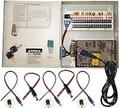 Evertech 16 Channel 12 Volt DC Output CCTV Distributed Power Supply Box for Security Camera with 18 Pcs. DC Male Pigtail