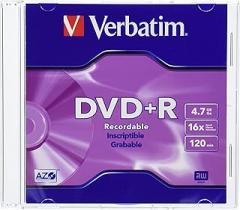 Verbatim 4.7 GB up to 16X Branded Recordable Disc DVD+R 10-Disc Slim Case 95097
