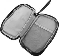 Travel Cable Organizer Bag with Double Layers, Multifunctional Electronics Cord Organizer Case for Chargers and Earphone Accessories, Black Handheld Storage Pouch for Travel