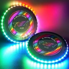 TOSY Flying Disc - 108 RGB Multicolor or 36 Monocolor LEDs, Super Bright, Smart Modes, Cool Valentine Easter Gift, Camping Toy for Kid/Teen/Adult, Auto Light Up, Rechargeable, Waterproof, 175g