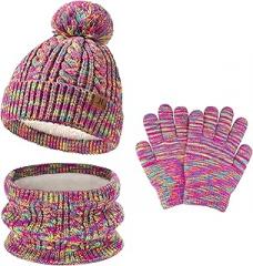 FZ FANTASTIC ZONE Kids Toddlers Winter Beanie Hats Gloves Neck Scarf Set Mittens Gifts for 0 6 12 Months 1 2 3 4-8 Year Old Baby Girls Boys