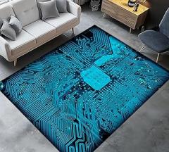 Pattern Computer Gift Engineer Mainboard Patterned Electronic Circuit Rug RR1819.0 2x3 ft = 65x95 cm