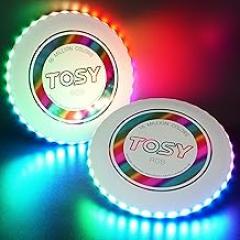 TOSY Flying Disc - 108 RGB Multicolor or 36 Monocolor LEDs, Super Bright, Smart Modes, Cool Valentine Easter Gift, Camping Toy for Kid/Teen/Adult, Auto Light Up, Rechargeable, Waterproof, 175g