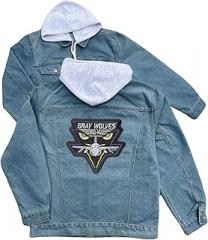 247EMBROIDERY vaq 142 electronic attack squadron flight aviation shoulder embroidered patch hood jean jacket Blue