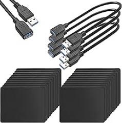 SAITECH IT 4 Pack Short USB 3.0 Extension Cable 1 Feet Bundle with 20 Pack 2mm Black Border Surface Mouse Pad 220x180x2mm